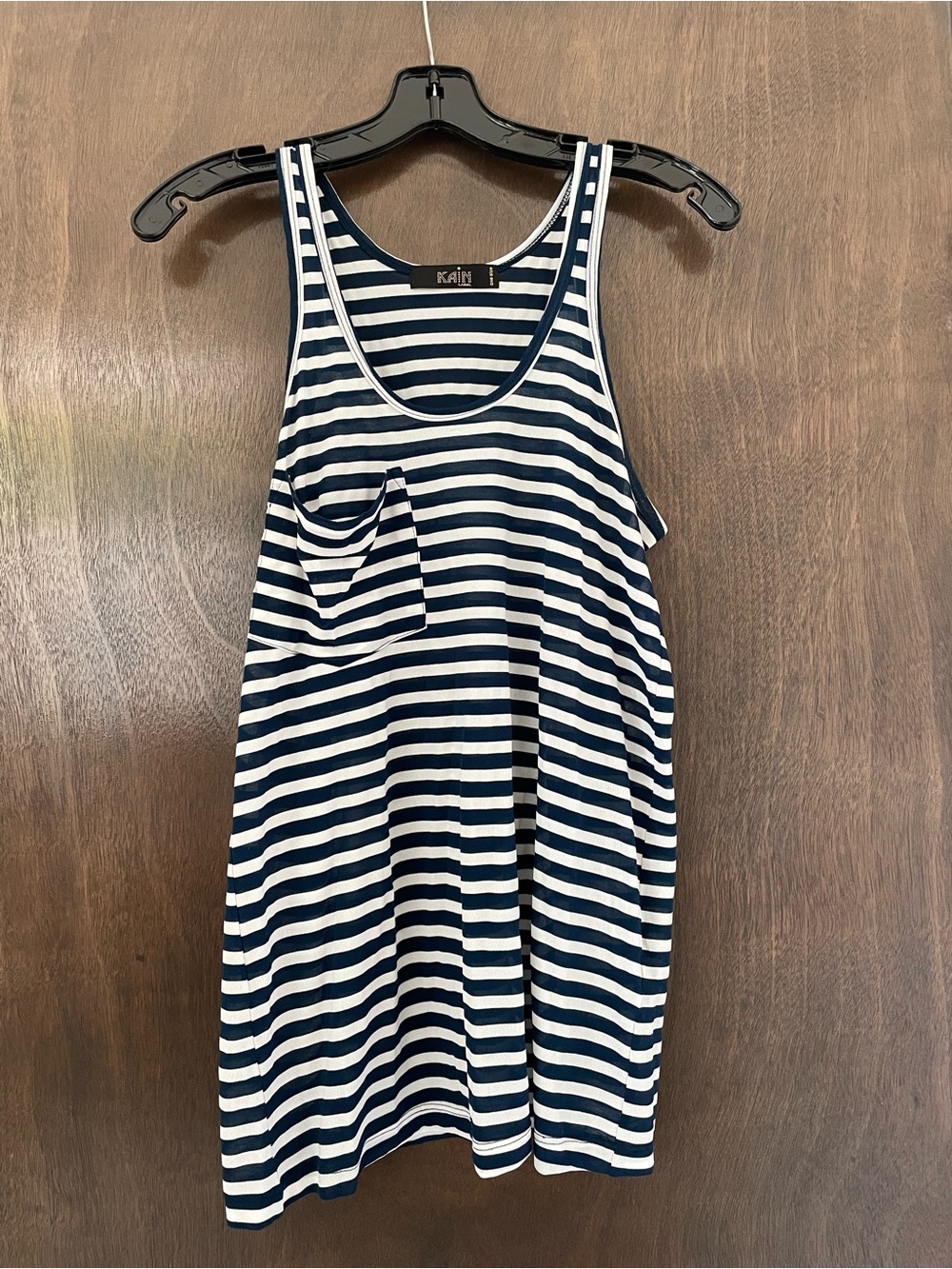 Kain Navy and White Striped modal Tank Top with pocket